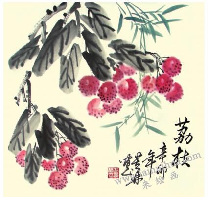 荔枝兒童水墨畫畫法步驟05