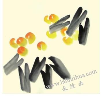 枇杷兒童水墨畫畫法步驟02