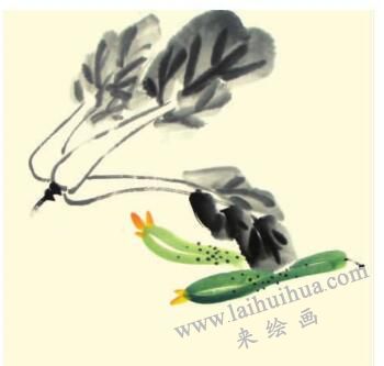 蔬果兒童水墨畫畫法步驟03
