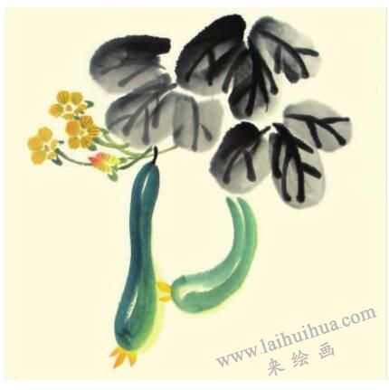 黃瓜兒童水墨畫畫法步驟03