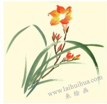 萱草兒童水墨畫畫法步驟03
