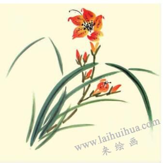 萱草兒童水墨畫畫法步驟04