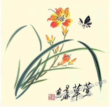 萱草兒童水墨畫畫法步驟05