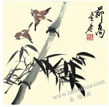竹子兒童水墨畫畫法步驟05