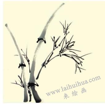 青竹兒童水墨畫畫法步驟03