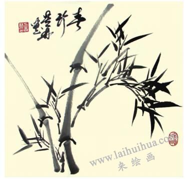 青竹兒童水墨畫畫法步驟05