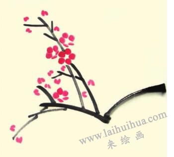 竹子和梅花兒童水墨畫(huà)畫(huà)法步驟02