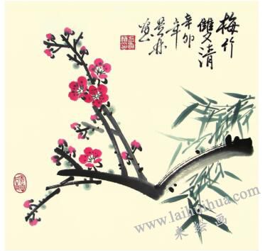 竹子和梅花兒童水墨畫(huà)畫(huà)法步驟05