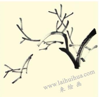 梅花兒童水墨畫畫法步驟02