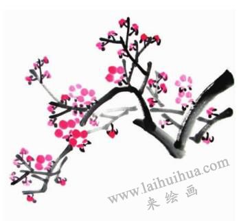 梅花兒童水墨畫畫法步驟04
