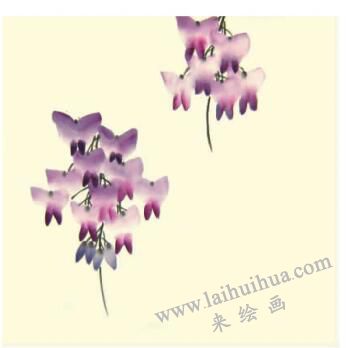 紫藤花兒童水墨畫畫法步驟02
