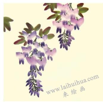紫藤花兒童水墨畫畫法步驟03
