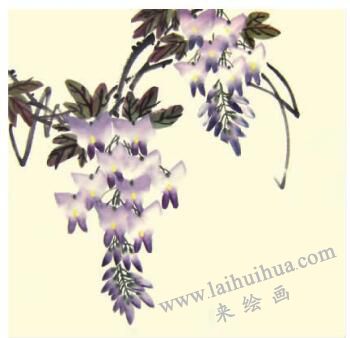 紫藤花兒童水墨畫畫法步驟04