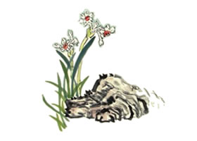 水仙花兒童水墨畫(huà)畫(huà)法
