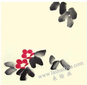 茶花兒童水墨畫畫法步驟02