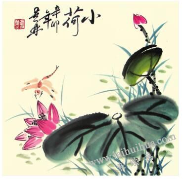小荷花荷葉兒童水墨畫(huà)畫(huà)法步驟05