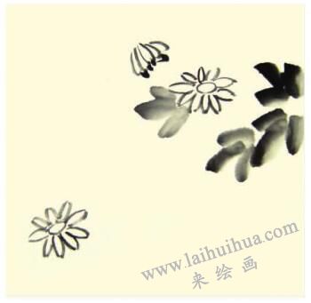 秋菊兒童水墨畫畫法步驟02