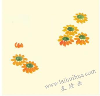 小黃菊兒童水墨畫畫法步驟02