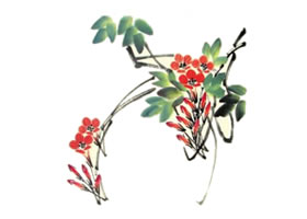 凌霄花兒童水墨畫畫法