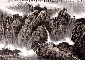 水墨畫山水畫《太行秋云》作品