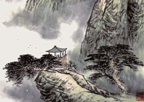 水墨山水畫《黃山煙云》作品