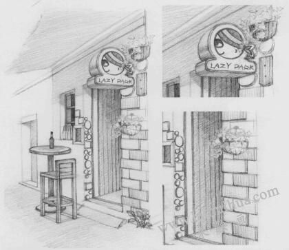 街角小店素描畫法步驟07