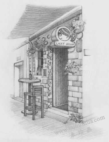 街角小店素描畫法步驟11