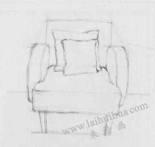 沙發(fā)一角素描畫法步驟02
