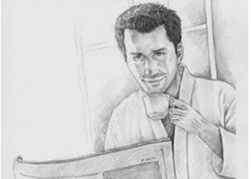 看報(bào)的男人素描畫(huà)法