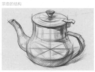 不銹鋼茶壺的作畫步驟與結(jié)構(gòu)素描練習(xí)