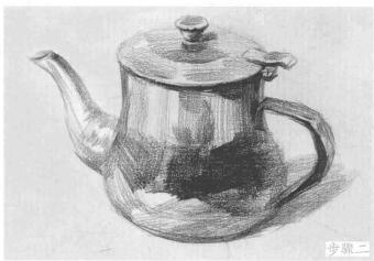 不銹鋼茶壺的作畫步驟與結(jié)構(gòu)素描練習(xí)02