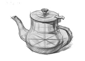 不銹鋼茶壺的作畫步驟與結(jié)構(gòu)素描練習(xí)