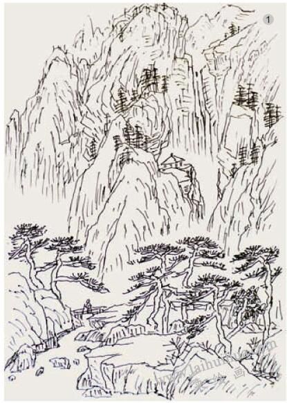 臨摹創(chuàng)作《丹壑松風》步驟01