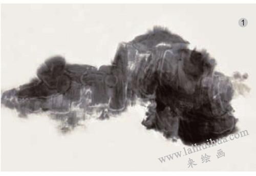 潑墨潑彩法《秋山遠(yuǎn)色》步驟01