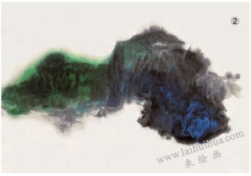 潑墨潑彩法《秋山遠(yuǎn)色》步驟02