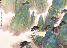勾金薄彩法《黃山觀云》步驟