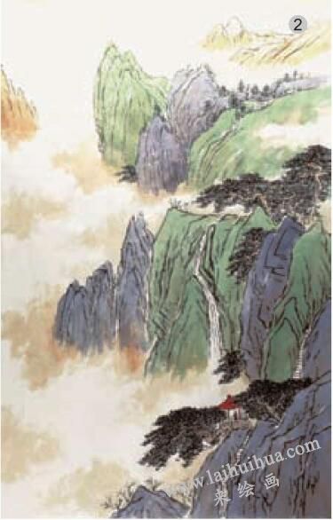 勾線填色法《翠嶺流云》步驟02