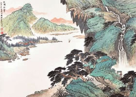 正面著色法（薄染法）《江畔纖聲》步驟