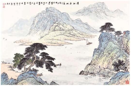 平遠法構圖《清江舟帆》