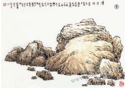 青綠山水畫的山石著色方法之薄染法01