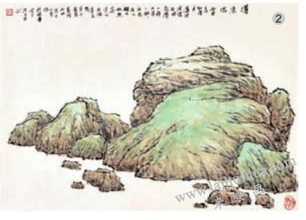 青綠山水畫的山石著色方法之薄染法02