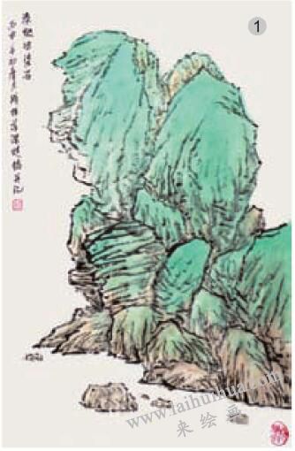 青綠山水畫(huà)的山石著色方法之染皴法01