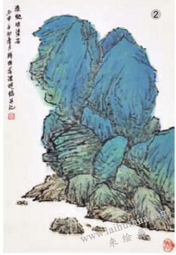 青綠山水畫(huà)的山石著色方法之染皴法02
