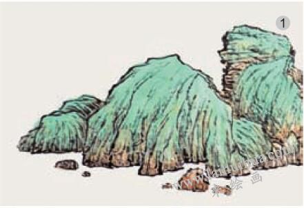 青綠山水畫的山石著色方法之罩染法01