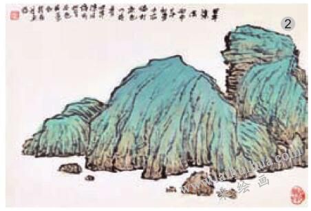 青綠山水畫的山石著色方法之罩染法02