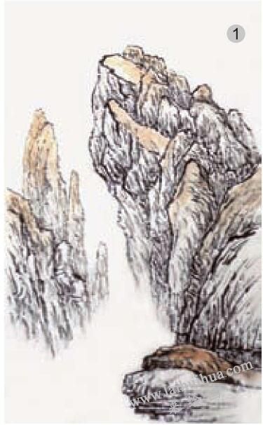 青綠山水畫的山石著色方法之飛色法01