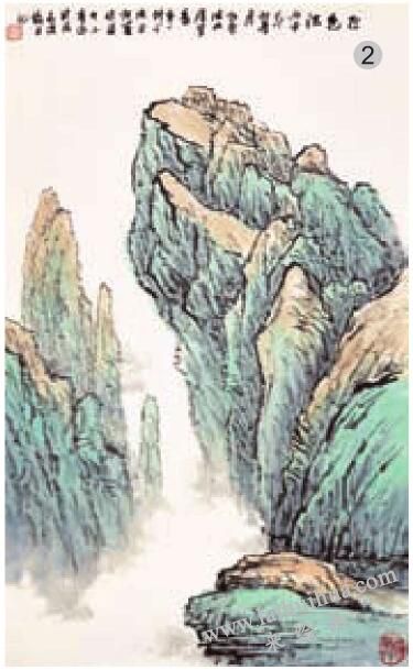 青綠山水畫的山石著色方法之飛色法02