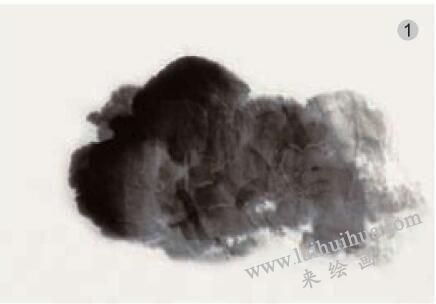 青綠山水畫的山石著色方法之潑彩法01