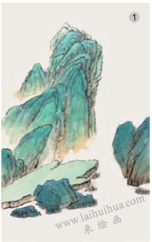 青綠山水畫(huà)的山石著色方法之勾金法01