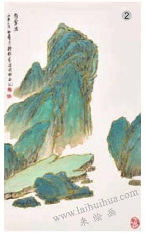 青綠山水畫(huà)的山石著色方法之勾金法02